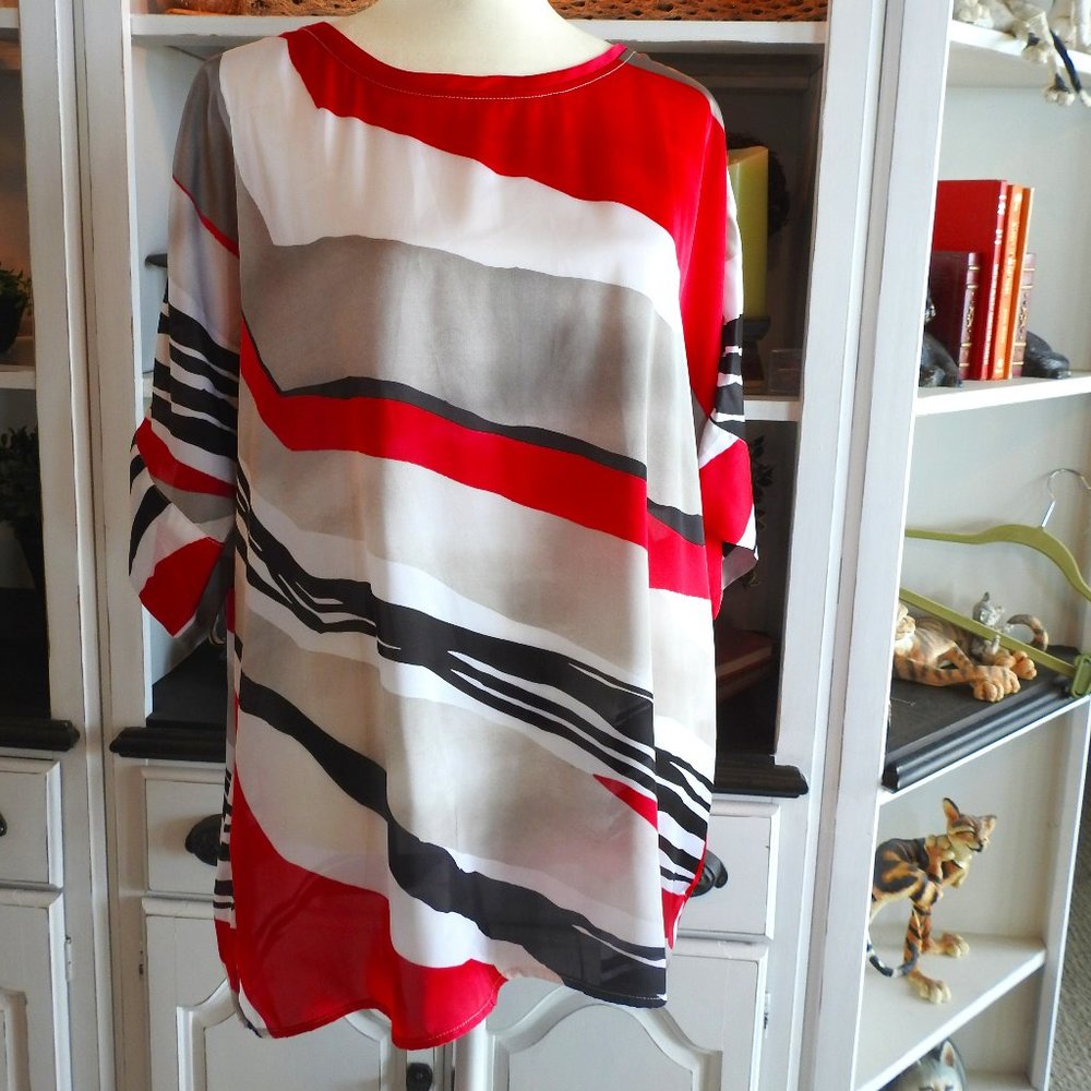 Chicos Large Asymmetrical print top